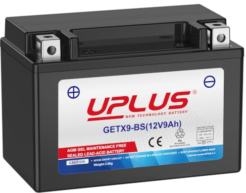 UPLUS YTX9-BS 12V 9Ah 200A GEL Motorradbatterie GETX9-BS | Wartungsfrei, für Motorrad, Roller, Quad, UTV. 150L×87B×105H(mm), vor Kauf Maße prüfen