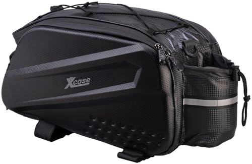 Xcase Fahrradtasche: 2in1-Fahrrad-Gepäckträgertasche, 10 Liter, Trageriemen, wasserfest, PU (Umhängetasche Fahrrad, Fahrradtasche mit Flaschenhalter)