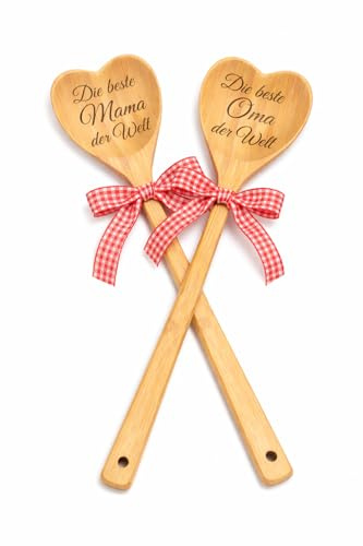 Personalisierter Kochlöffel, Holzlöffel mit Gravur nach Wunsch 30 cm Muttertag (Individuelle Wunschgravur)