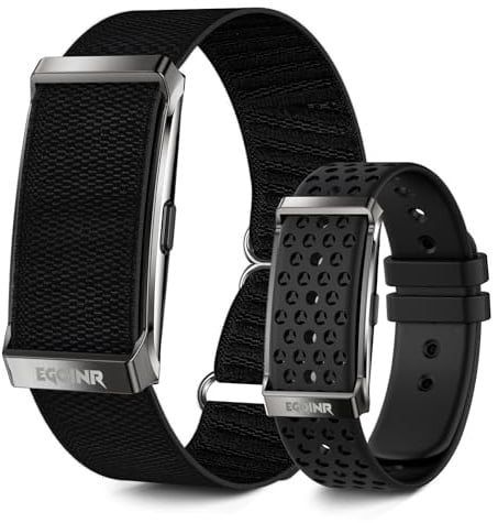 EGQINR Smart Bracelet for Men Women, 9mm Ultra-Thin Fitness Tracker with 24/7 Heart Rate, SpO2, Blood Pressure & Sleep Monitor, 170+ Sports Modes, Vibration Alerts, Dual Straps (Silicone & Nylon)