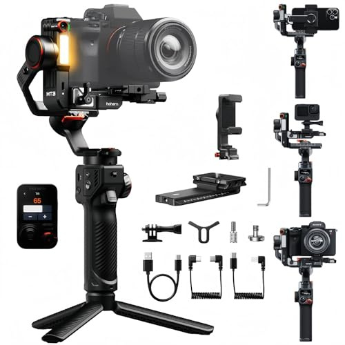 Hohem iSteady MT3 Pro Stabilizzatore Gimbal, 3 Assi con Tracking IA, CCT | Telecomando Live Feed Rimovibile, Carico Utile 2,5kg per Fotocamere Sony Canon Fujifilm Nikon Lumix, Action Cam e Smartphone