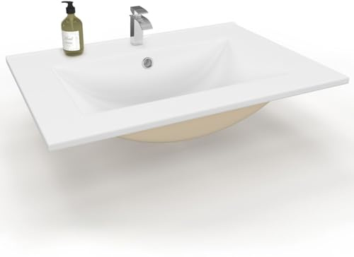 IDMarket - Rechteckiges Einbauwaschbecken aus weißer Keramik L. 61 x B. 46 x H. 17 cm