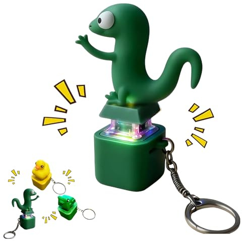 Lizard Button 2026, Portachiavi Lucertola Portatile Ricaricabile con Suono di Rana Gracidante e Luci Colorate, Giocattolo Antistress Divertente, Regalo Originale per Amici (Lizards)