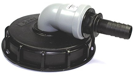 TÄSLER-Produktion IBC-Schraubdeckel NW150 mit 87° Bogen HT50 u. 1 Schlauchtülle
