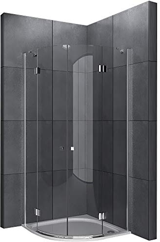 Alpenberger Viertelkreis Duschkabine 97-99 x 97-99 x 195 cm 2 Türig mit Antikalk| Easy Clean Dusche mit Nano-Beschichtung | Duschabtrennung |Duschwand aus Sicherheitsglas ESG Lotus-Effekt