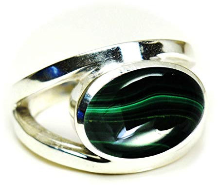 Jewelryonclick Unisex Herren Damen - Oval Natürlicher Malachit