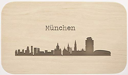 LIEBTASTISCH Frühstücksbrettchen Holz mit Gravur - München Motiv Vesperbrett Holzbrettchen - Schneidebrett Jausenbrett - Brettchen für Brotzeit - Brotzeitbrett Geschenkidee