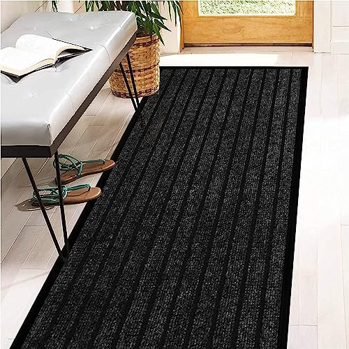 AMEHA Door Mat 80x300cm, Black - Door Mats Outdoor & Indoor Non Slip Washable Rug Dirt Trapper Heavy Duty Rubber Floor Mat Entrance Rug Super Absorbent Front Doormats