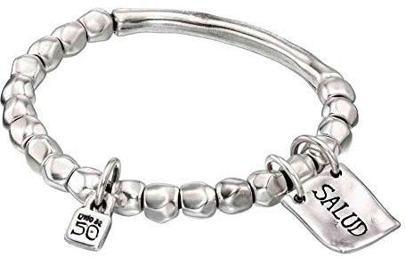 UNO de 50 | Pulsera de Cuentas de Metal | Chapado en Plata | Joyería de Moda