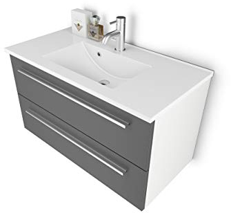 Sieper I Waschtischunterschrank 90 x 50 cm mit Waschtisch, Libato Badezimmermöbel, Badezimmerunterschrank I Arktisgrau
