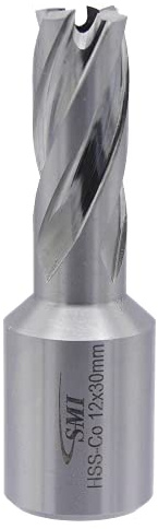 SMI HSS-E Cobalt Kernbohrer 12 mm Drm. Schnitttiefe 30 mm, Aufnahme 19 mm Weldonschaft
