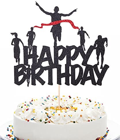 Qerleny Marathon Happy Birthday Cake Topper Runners Cake Topper Athletics, Cross Country or Marathon Party Birthday Party Cake Decoration