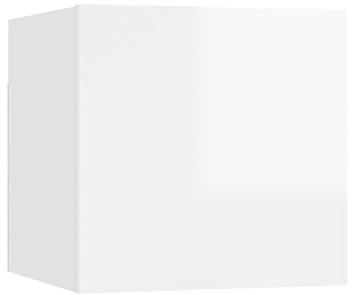 vidaXL Wall Mounted TV Cabinet Floating Cupboard Entertainment Centre Modern Media Stand Furniture Living Room Office Wall Unit High Gloss White