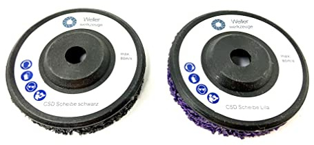 WELLERWERKZEUGE | 2er CSD SET Grobreinigungsscheibe 76x10mm passend für mini Akku Winkelschleifer wie Bosch GWS 10,8V 12V für Stahl Holz Kunststoff (2)