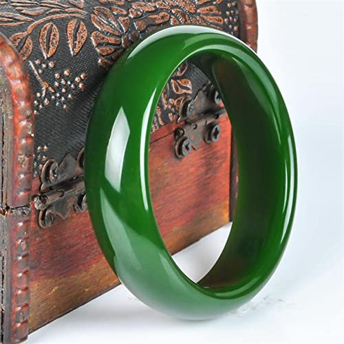 SMDSAZ Natürliche grüne Jade Bangle Modeschmuck Zubehör for Frauen Geschenke Echte Jades Stein Armreifen Herren Armbänder (Gem Color : 53-54mm)