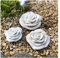 Radami 3 er Set Steinrose Stein Rose Rosenblüte Blüte Blumen Steinguss frostfest wetterfest Garten Deko, Handarbeit