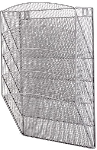 D.RECT Set mit 5 Metallregalen für Dokumente, Korrespondenz, Zeitschriften usw. aus Metallgewebe mit silbernem Lackierung.