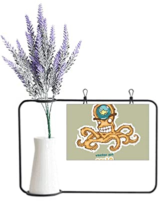 no/no Orange Octopus Marine Life Pattern Artificial Lavender Flower Vase Bottle Card