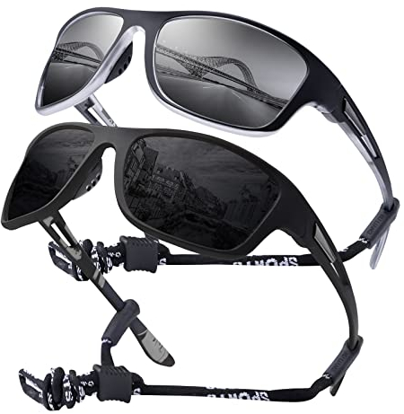 OKH 2 Stück Polarisierte UV400 Radfahren Brille Männer Frauen, Wickeln Sie die Sport Sonnenbrille umwickelt haben, Radsportbrille für Fahrräder, Angeln, Laufen, Klettern, Baseball