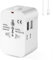 AXFEE Adaptateur Voyage Universel, Adaptateur Prise Universel avec 2 USB, Double Fusibles Adaptateur International vers USA, EU, UK, AUS, Plus de 150 Pays (Blanc)