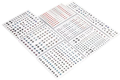 Pegatinas de ojos de mu?eca, dise?o de dibujos animados, duradero, estilo surtido, 7 hojas para manualidades de arcilla