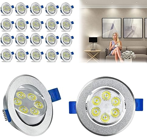 LZQ LED Einbaustrahler 20PCS 3W Einbauleuchten LED Spots 230V Deckenspots Einbau Strahler Decken Leuchte Set Einbau für Flur, Schlafzimmer, Wohnzimmer, Bad, Küche, Kaltweiß