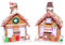SHATCHI 17cm Prelit Christmas Gingerbread House Lighted Candy Village Cottage for Xma Tabletop Mantel Decoration Novelty Holiday Ornament, Ceramic, Brown, 12x12x17cm