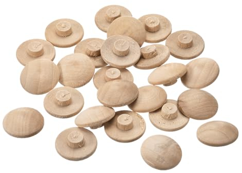 sourcing map Bouchons en Bois, 25 Pcs de 20 X 7 mm Plaques en Bois de Hêtre avec Bouton Supérieur, Cache-Trous de Vis, Couverture Décorative pour Chaises Menuiserie