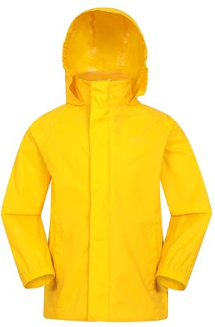 Mountain Warehouse Pakka Kids Waterproof Jacket - Wind Resistant, Lightweight,Breathable Rain Coat for Girls & Boys, Packaway Bag - For Rain, Autumn, Winter Yellow Kids Size 11-12 Years