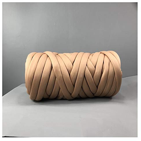 Wollgarn, 250 g, grobes Garn, Baumwollgarn, Armstricken, veganes Garn, riesiges sperriges Garn, große Baumwolle, Taupe, Grobstrick, Decke, Zopf (Farbe: Khaki)