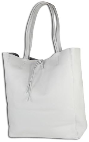 Toscanto Damen Shopper Schultertasche Leder Tasche weiß OTT112SW Leder Schultertasche