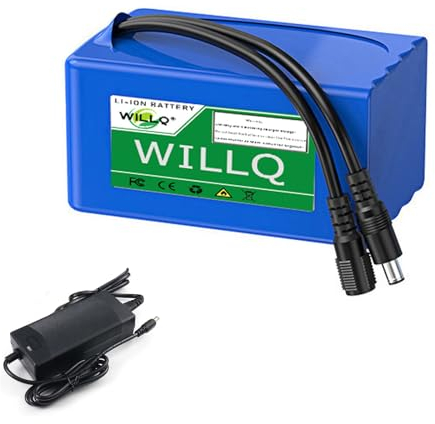 WILLQ 24-V-Lithium-Akku, wiederaufladbarer 25,2-Volt-Lithium-Ionen-Akku 24V 3000mAh 10000mAh Ersatzakku (Ladegerät und LED-Leistungsanzeige optional),with Charger,10Ah
