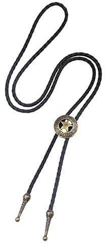 [Lerpwige] Western Punk Cowboy Bolo Tie Faux Leather Braided Rope Cord Tie Star Pendant Jewelry Necklace for Men Women Boy Braided Leather Necklace with Pendant, ブロンズ
