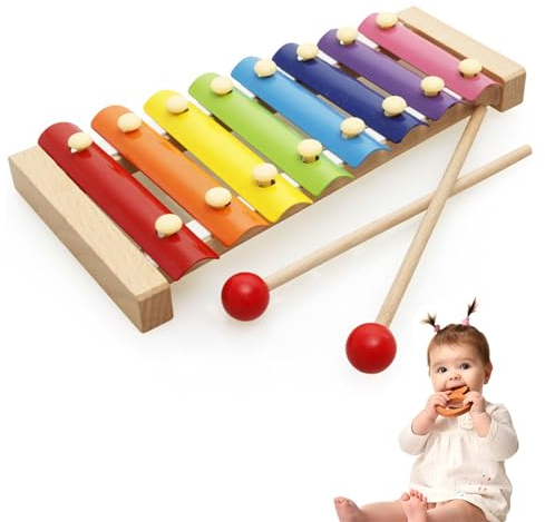 Xylophone,Xylophone pour Enfants,Xylophone Bebe avec 2 Maillets, Xylophone en Bois,Musique Xylophone en Bois,Instrument de Musique Bébe,Instruments de Musique éducatifs,Cadeaux pour Enfants