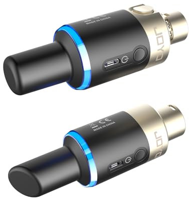 JOYO 5.8GHz Wireless XLR Transmitter and Receiver Dynamic Microphones Plug on Mic Adapter 4-Channel for PA Systems, Live Sound, Audio Mixer, Church, Studio