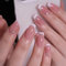 24Pcs French Tip False Nails - Pink Press on Nails - Medium Square Fake Nails with Glue - Glossy Diamond Stick on Nails - Full Cover Acrylic False Nails Tips for Women Girls