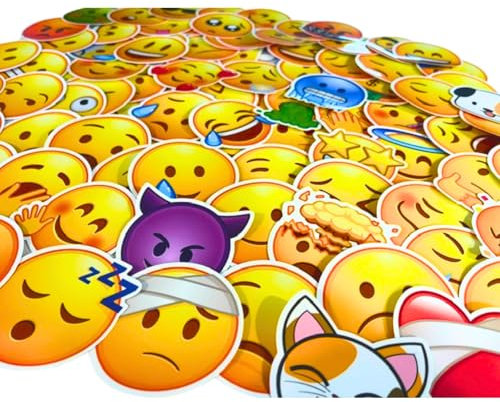 HNTR® Smiley-Aufkleber | 100 klassische Gesichts-Icon-Aufkleber | lustige & ausdrucksstarke Emoji-Aufkleber für Laptops, Wasserflaschen und Stickerbuch