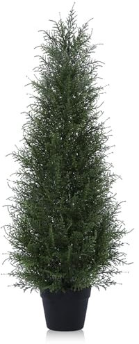 Kazeila Künstliche Zeder Pflanze 90cm Kunstpflanze Zedernbaum,Kunstbaum Outdoor UV Geschützt für Home Wohnzimmer Schlafzimmer Büro Deko(1Pack)