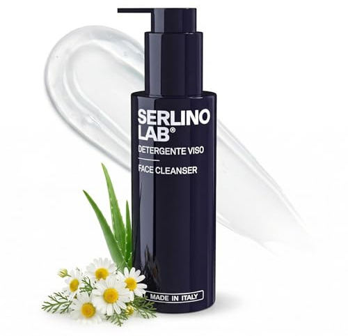 SERLINOLAB Detergente Viso Uomo - Pulizia Profonda con Niacinamide, Acido Ialuronico e Camomilla - Pre-Barba - Per Pelli Sensibili - Made in Italy - 100ml