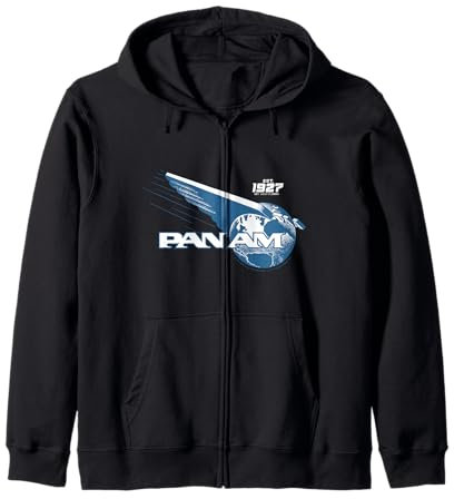 Pan Am Wing Globe Logo Blue Print Zip Hoodie