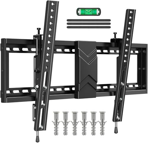 ELIVED Soporte de pared para TV inclinable para la mayoría de televisores planos y curvos de 37 a 75 pulgadas con máx. VESA 600 x 400 mm, gran soporte para TV de hasta 40 kg, soporte para pantalla