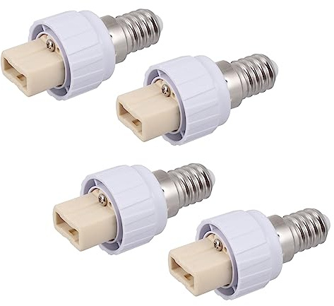 Adattatore Portalampada E14 a G9, 4 Pezzi, Compatto e Leggero | Convertitore Presa Luce, Tensione 100-220V, Potenza Max 60W, Colore Bianco, Facile da Sostituire