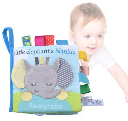 FEQDWOX Stoffbuch Baby-Gefühlsbuch aus Stoff, Babyspielzeugbuch, Babybuch mit Stimmband-Befestigungsschlaufe – Stoffbuch für Babys und Kleinkinder ab 3 Monaten+