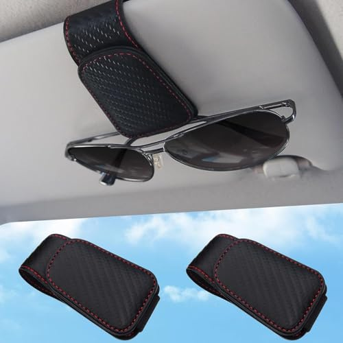 ZORTAXKFV 2 Set Brillenhalter Für Mercedes-AMG GLB 35 SUV 2019 2020 2021 2022 2023 2024 Auto Sonnenblende, Leder Sonnenbrillen Halterung Für Auto Visier Zubehör,E/Carbon Fiber