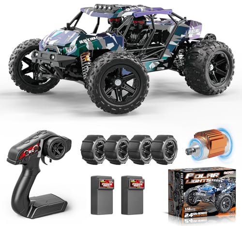 Voiture Télécommandée 1:14 RC Car 4x4 40 km/h pour Adultes et Enfants, Truck Tout Terrain avec 2 Batteries 1300mAh et 2 Jeux de Pneus, Voiture Radiocommandée Compacte Étanche