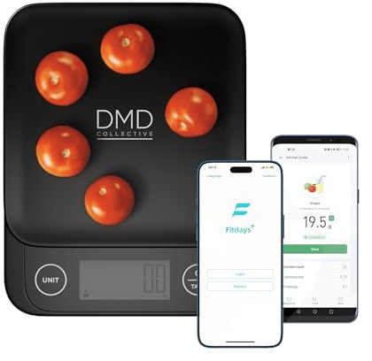 DMD Collective - Kitchen Scales for Accuracy Measurements, Smart Food Scales with App Food Nutrition Scale, Food Weighing Scales for Baking, Weight Loss, Calorie Counting
