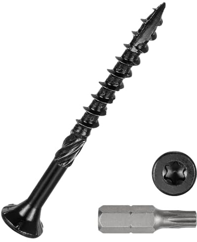 DTGN 500Pack #8x2 Deck Wood Screws kit Carbon Steel Black | Wood Screws Epoxy-Coated Decking Screws W/ T25 Torx Star Drive Bit,Good for Decks,Fences,Frames,Farms,Outdoor Furniture