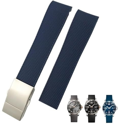 XIRIXX 21mm Watch Band，For Hydroconquest L3 780 781 782 841 Waterproof Silicone Strap(Blue)