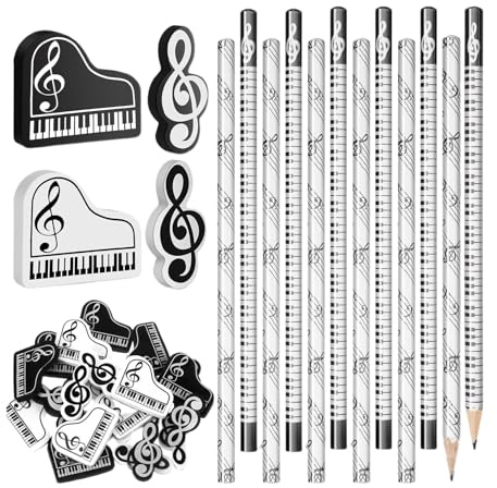 Generisch Holzbleistifte | Musiknoten Bleistifte Mit Radierern,Lustiges Musik Design Schreibwaren Für Schreiben Zeichnen Schule