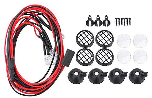 NinGYiYan, SCX10, D90, Universal-RC-Crawler-Car-LED-Scheinwerfer im Maßstab 1:10 für TRXAAXS, 4 LEDs mit hoher Helligkeit, langlebiges Gummi-Kunststoffmaterial, zwei (Runden)